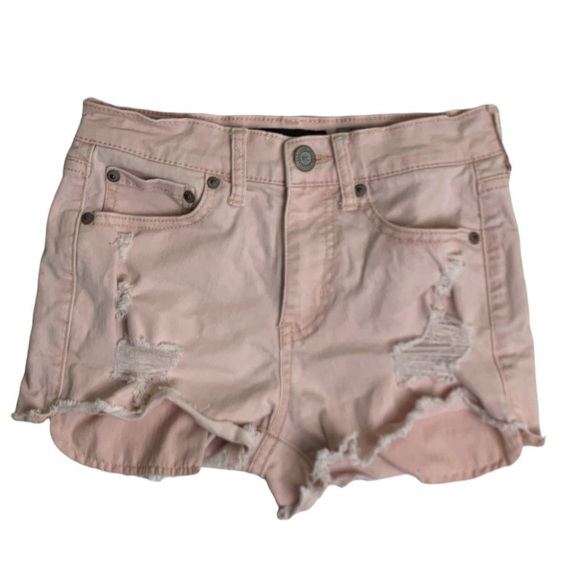Aeropostale Women Shorts Size 0 Pink Distressed High Waisted Shorty - Picture 1 of 9
